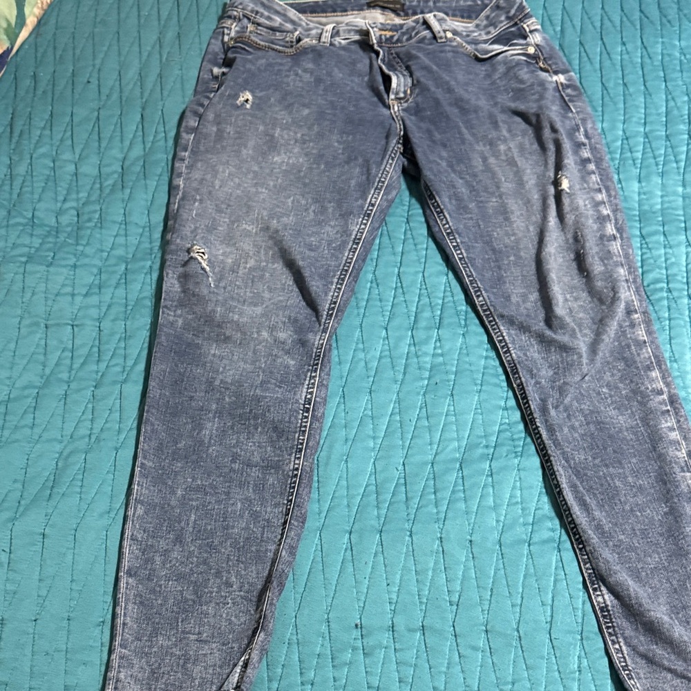 Silver Jeans Women's Distressed Blue Skinny Jeans